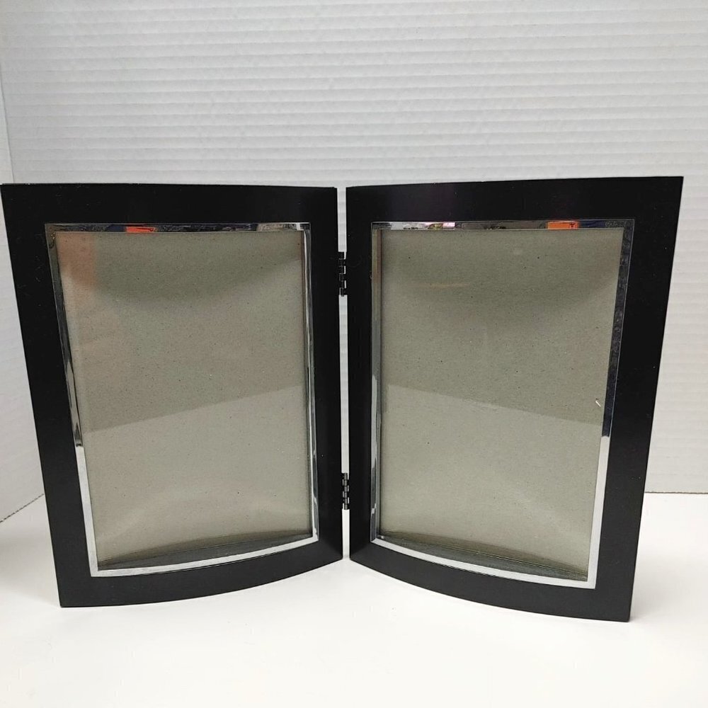 Burnes of boston photo picture frame Black Silver tone 6.5" x 4.5" Doble Frame